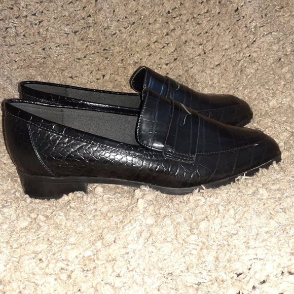 ALDO Gwirani-Croc Embosed Black Synthetic Leather Loafers-Sz 8.5-NEW - Picture 4 of 8